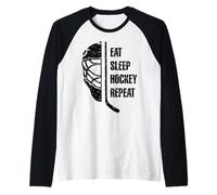 Eat Sleep Hockey Repeat for Teens Adults Cool Hockey Fans Manche Raglan