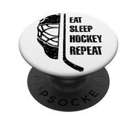 Eat Sleep Hockey Repeat for Teens Adults Cool Hockey Fans PopSockets PopGrip Adhésif