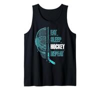 Eat Sleep Hockey Repeat Gamer Kid Teen Hockey Player Gaming Débardeur
