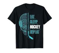 Eat Sleep Hockey Repeat Gamer Kid Teen Hockey Player Gaming T-Shirt