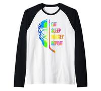 Eat Sleep Hockey Repeat Graffiti-Style Teens Adults Hockey Manche Raglan