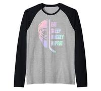 Eat Sleep Hockey Repeat Teens Cute Pastel Gradient Hockey Manche Raglan
