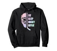 Eat Sleep Hockey Repeat Teens Cute Pastel Gradient Hockey Sweat à Capuche