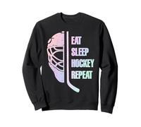 Eat Sleep Hockey Repeat Teens Cute Pastel Gradient Hockey Sweatshirt