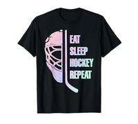 Eat Sleep Hockey Repeat Teens Cute Pastel Gradient Hockey T-Shirt
