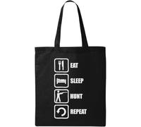 Eat Sleep Hunt Repeat Hunter Sac fourre-tout en coton écologique naturel Noir, Noir , Taille unique