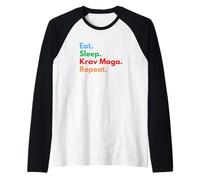 Eat Sleep Krav Maga Repeat pour Les Combattants et Les Amateurs de Krav Maga Manche Raglan