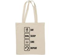 Eat Sleep Like Repeat Me Gusta Sac fourre-tout en coton naturel Blanc