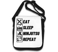 Eat Sleep Ninjutsu Repeat Ninja Sac à bandoulière pour arts martiaux Blanc