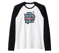 Eat Sleep Pinball Repeat Arcade Gaming Fan Design Manche Raglan