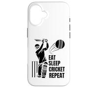 Eat Sleep Play Cricket Repeat Batsman Batting Cricket Art Coque pour iPhone 16