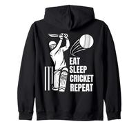Eat Sleep Play Cricket Repeat Batsman Batting Cricket Art Sweat à Capuche