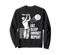 Eat Sleep Play Cricket Repeat Batsman Batting Cricket Art Sweatshirt