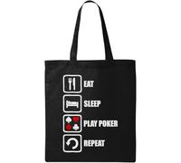 Eat Sleep Play Poker Repeat Sac fourre-tout en coton naturel écologique Noir, Noir , Taille unique