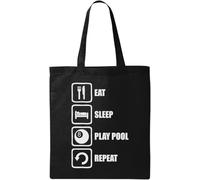 Eat Sleep Play Pool Repeat Sac fourre-tout en coton écologique naturel Noir, Noir , Taille unique