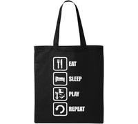 Eat Sleep Play Repeat Pc Gamer's Logo Sac fourre-tout en coton écologique naturel Noir, Noir , Taille unique