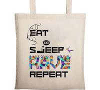 Eat Sleep Rave Repeat Party Dance Sac fourre-tout en coton écologique Beige, beige, Taille unique