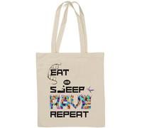 Eat Sleep Rave Repeat Party Dance Sac fourre-tout en coton naturel Blanc