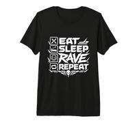 Eat Sleep Rave Repeat Techno Hardcore Électro Festival T-Shirt Haut de Gamme