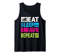Eat Sleep Rave Repeat Trippy Techno EDM Rave Music Lover Débardeur