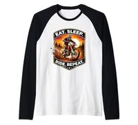 Eat Sleep Ride Repeat Dirt Bike Rider Motocross Moto MX Manche Raglan