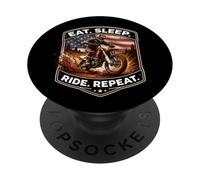 Eat Sleep Ride Repeat Funny Dirt Bike Rider USA Motocross MX PopSockets PopGrip Adhésif
