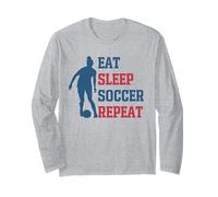 Eat Sleep Soccer Repeat Fan Training Soccer Women Girl Manche Longue