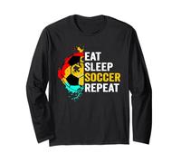 Eat Sleep Soccer Repeat Fans Team Coach Soccer Lovers Manche Longue