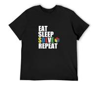 Eat Sleep Solve Repeat Cubing Puzzle O-Neck 100% Cotton Short Sleeve Unisex T-Shirt XXL