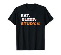Eat Sleep Study Humour Étudiant Pas De Sommeil Barré T-Shirt