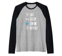 Eat Sleep Swim Repeat Swimming Team Swimmer Pool Summer Manche Raglan