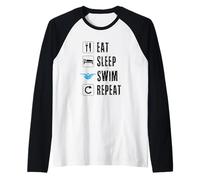 Eat Sleep Swim Repeat Swimming Team Swimmer Pool Summer Sun Manche Raglan