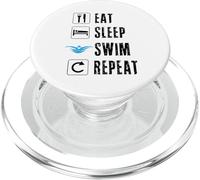Eat Sleep Swim Repeat Swimming Team Swimmer Pool Summer Sun PopSockets PopGrip pour MagSafe