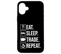 Eat Sleep Trade Repeat Carte à Collectionner Coque pour iPhone 16 Plus