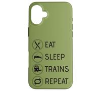 Eat Sleep Trains est mécanicien de Locomotive récidiviste Coque pour iPhone 16 Plus