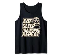 Eat Sleep Trainspot Repeat Trainspotter Débardeur