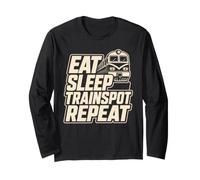 Eat Sleep Trainspot Repeat Trainspotter Manche Longue