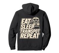Eat Sleep Trainspot Repeat Trainspotter Sweat à Capuche