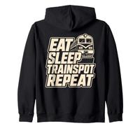 Eat Sleep Trainspot Repeat Trainspotter Sweat à Capuche