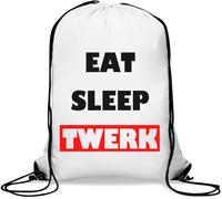 Eat Sleep Twerk Shake Your Butt Sac de gym décontracté avec cordon de serrage Blanc