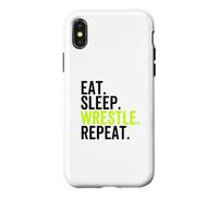 Eat Sleep Wrestle Repeat Funny Wrestler Coque pour iPhone X/XS