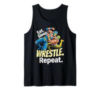 Eat Sleep Wrestle Repeat Funny Wrestler Débardeur