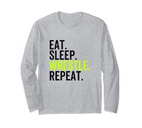 Eat Sleep Wrestle Repeat Funny Wrestler Manche Longue