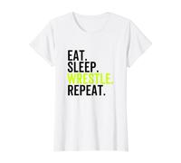 Eat Sleep Wrestle Repeat Funny Wrestler T-Shirt Graphique avec Valeur, Femme, Blanc, XL