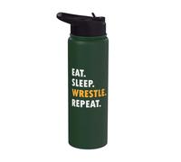 Eat Sleep Wrestle Repeat pour filles et garçons pour Wrestler Stainless Steel Insulated Water Bottle