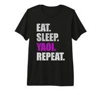 Eat Sleep Yaoi Repeat - Yaoi Boy's Love Manga T-Shirt Haut de Gamme