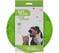 Eat Slow Live Longer Tapis anti-fuite - Diamètre : 22 cm - Slow Feeder - Anti-rayures - Pour nourriture humide et morceaux - Passe au lave-vaisselle - Football - Antidérapant - Vert