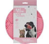 Eat Slow Live Longer Tapis anti-fuite - Diamètre : 22 cm - Slow Feeder - Anti-rayures - Pour nourriture humide et morceaux - Passe au lave-vaisselle - Football - Antidérapant - Rose