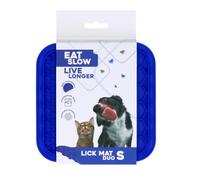 Eat Slow Live Longer Tapis anti-reniflement - 15 x 15 cm - Carré - Tapis à renifler - 100 % silicone - Passe au lave-vaisselle - Taille S - Gamelle anti-glouton - Bleu