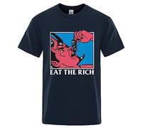Eat The Rich Horror Comics Print Men T-Shirt Tee Clothes Loose Cotton T Shirts Breathable Mens Street Brand Tops(Large)